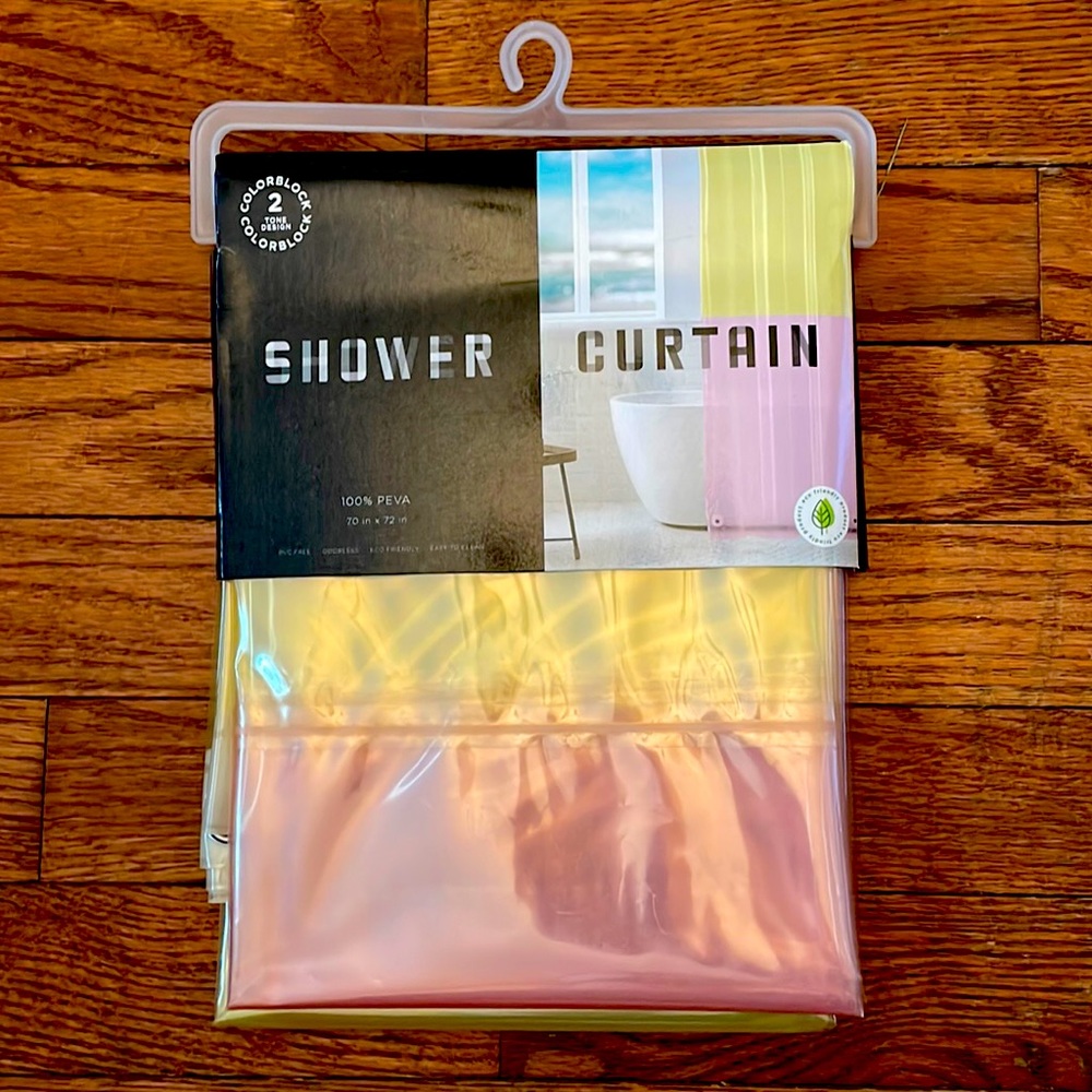 Color block PEVA shower curtain